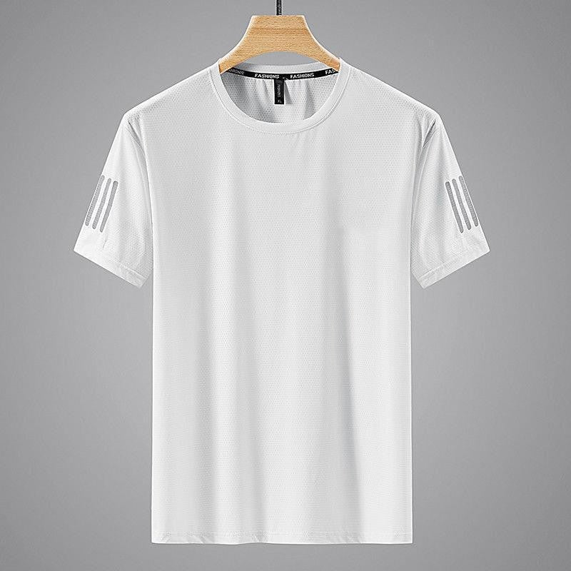 Summer Solid Color Round Neck Top Clothing Speed Sporty Simplicity Ice T-shirt Men